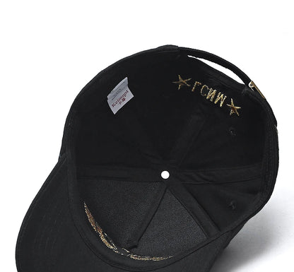 InlnDtor Embroidery High Top European and American Style Wide Brim Baseball Cap Casual Big Head Circumference Men's Cap