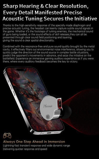 CCA Phoenix Metal Alloy Body 10mm Dual Magnetic Dynamic Coil HIFI Sound Quality In Ear Wired Esports Music Earphones