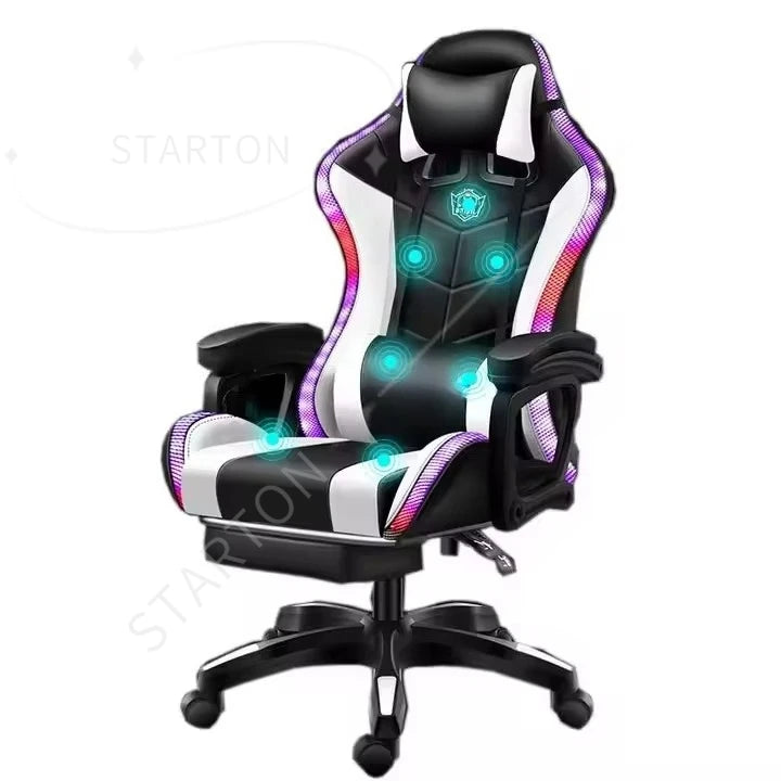 RGB Massage Gaming Chair Adjustable Racing Computer Gaming Chair with Ergonomic Design, Reclining Gamer Chair for Office, PC Gaming & Home Setup