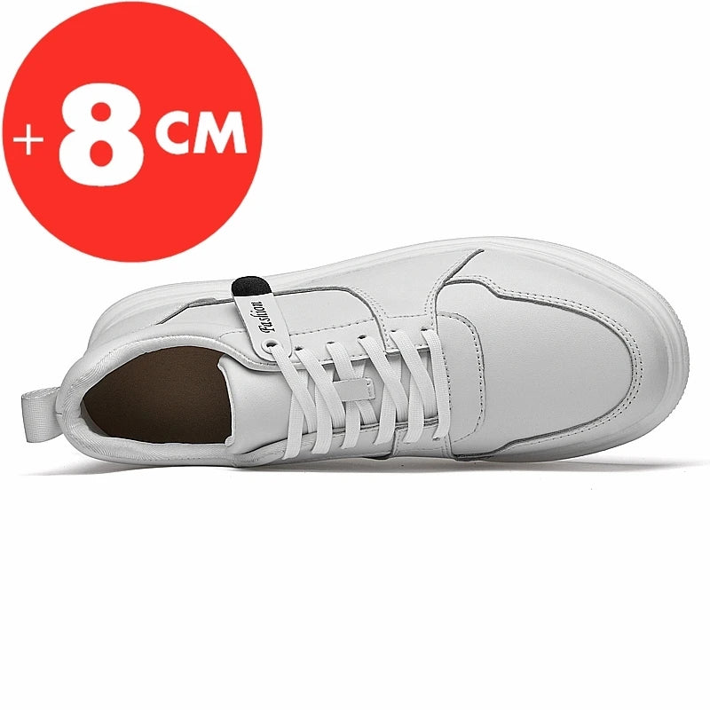 Big Size Lift Men Sneakers Elevator Shoes Heightening Height Increase Insole 7-8CM High Heels Shoes Genuine Leather Sport Shoes