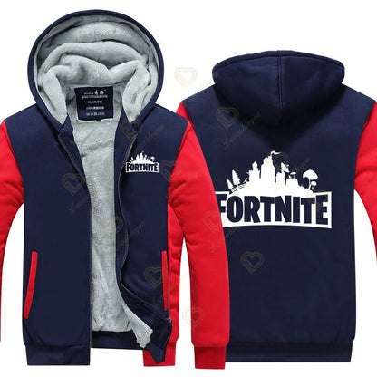 New Arrival Fortnite Men Cool Sweatshirt Battle Game Coat Winter Thick Fleece Warm Zipper Harajuku Hoodie Streetwear