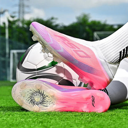 Chaussures de football respirantes AG pour hommes et femmes, chaussures de football professionnelles antidérapantes, chaussures de sport d'extérieur, crampons d'entraînement