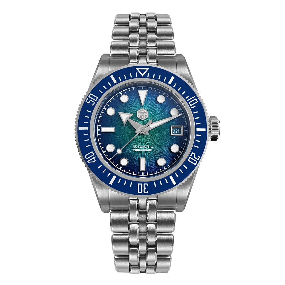 San Martin 40mm Men's Luxury Diver Watch Miyota 9015 Enamel Sunburst Dial Automatic Mechanical Wristwatch Waterproof 200m SN0148