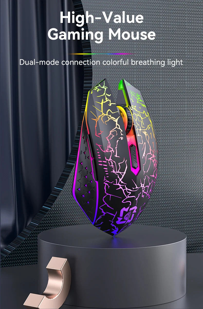 2.4GHz Bluetooth Wireless Mouse Rechargeable RGB Backlight Mice 1600 DPI Ergonomic Design Gaming Mouse for PC Laptop Macbook