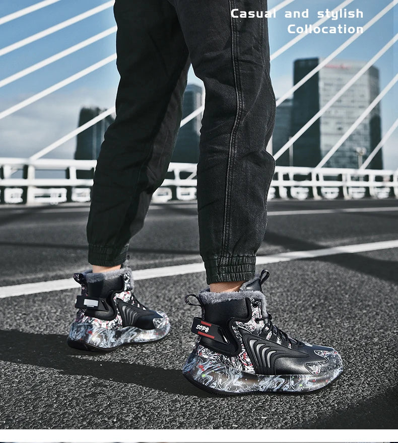 Herrenstiefel Neue Winterschuhe Warme Herrenschuhe Wasserdicht Rutschfest Plüsch-Sneaker Herren-Tennisschuhe Stiefel Herren-Sneaker Winter