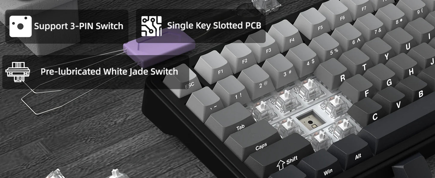 Teclado mecánico ATTACK SHARK X85 trimodo Gasket 75% con perilla CNC, acolchado de 5 capas, hot-swap, retroiluminación RGB y NKRO