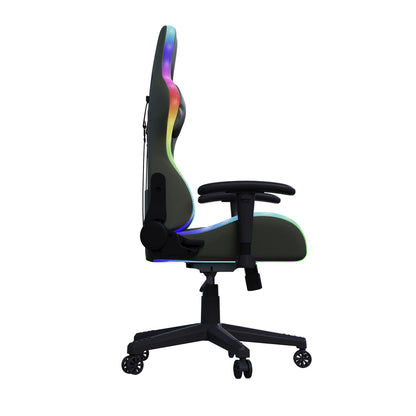Gaming Chair, Ergonomic Gaming Chair with LED, Adjustable Computer Chair for Teenagers, Lumbar Cushion, Gamer Chair, Black