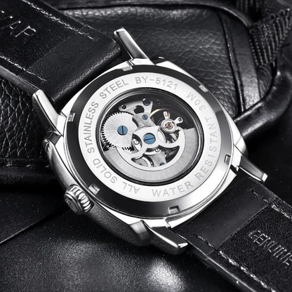 BENYAR Watch for Men Luxury Skeleton Tourbillon Automatic Mechanical Men's Watch 30M Waterproof Leather Strap Sports Reloj Hombre