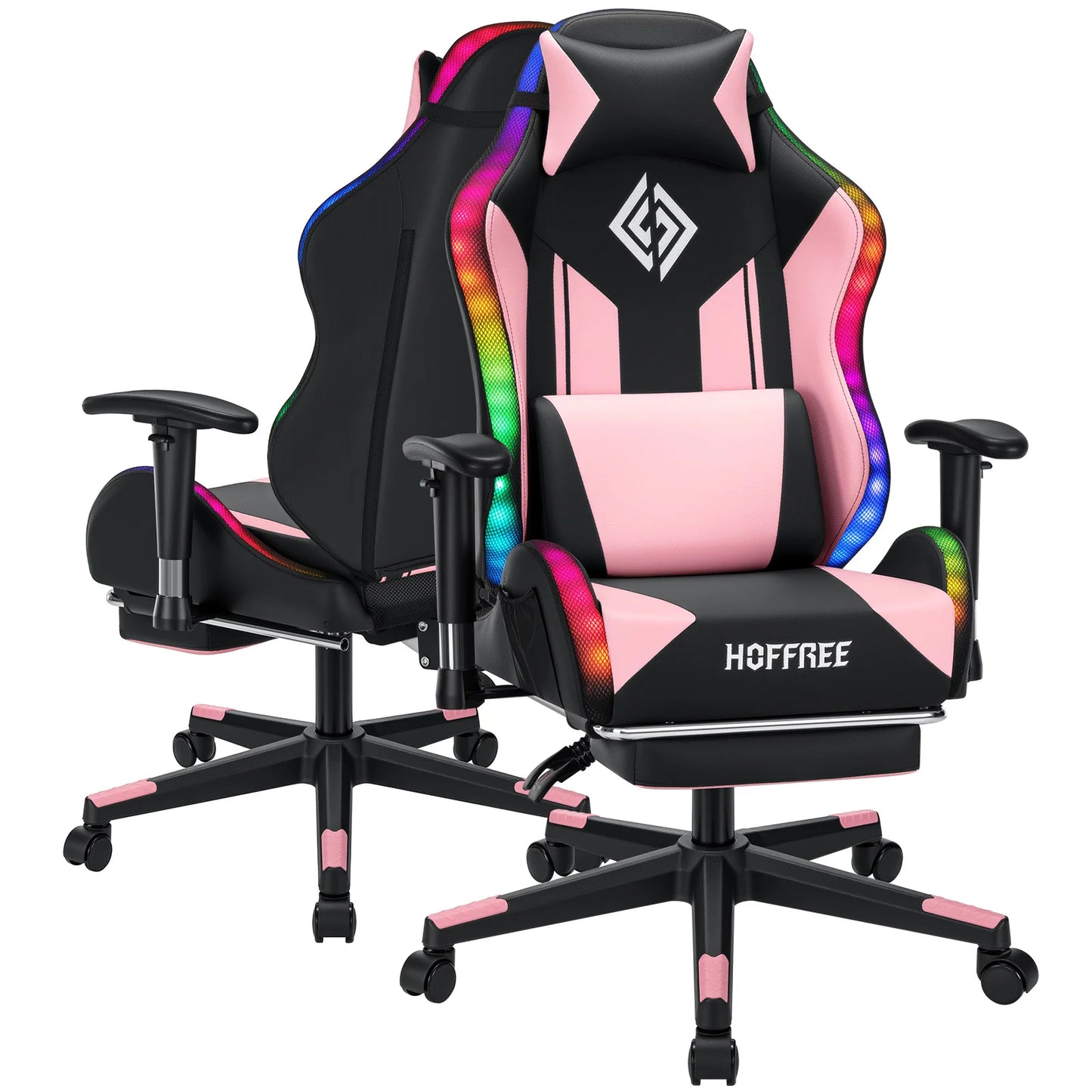 250Lbs Load LED Gaming Chair for Children 8-15 Years, Adjustable Gamer Chair with LED Lighting, Footrest & Lumbar Support