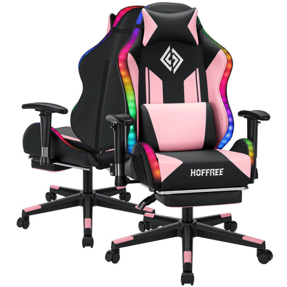 250Lbs Load LED Gaming Chair for Children 8-15 Years, Adjustable Gamer Chair with LED Lighting, Footrest & Lumbar Support