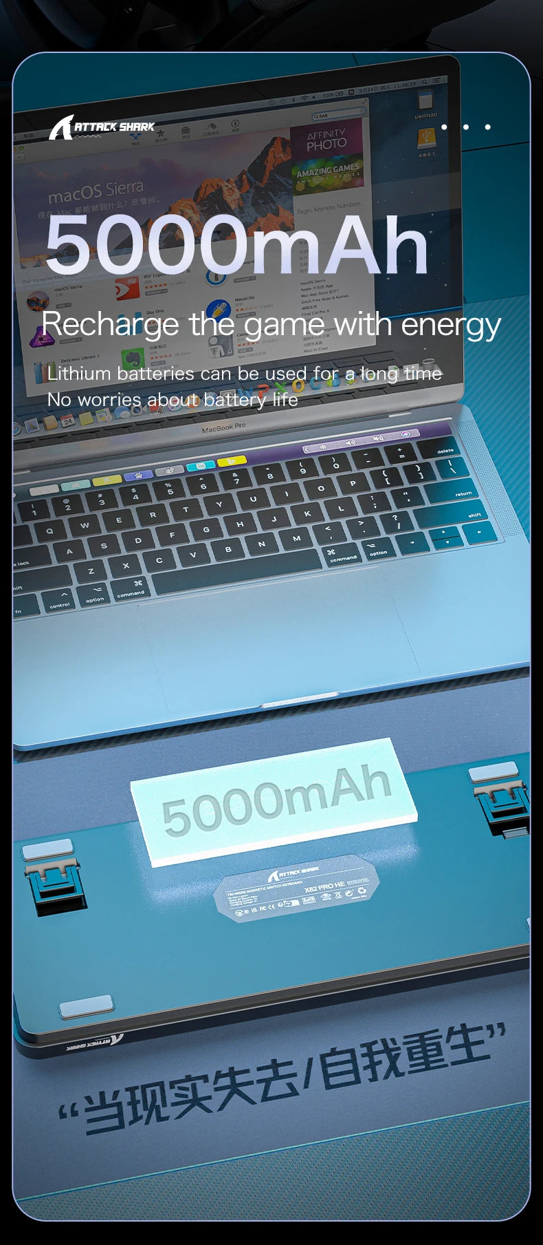 ATTACK SHARK X82Pro HE Wireless Magnetic Axis Gaming Keyboard 8KHz Rate 0.01mm RT Precision 5000mAh Tri Mode RGB 82 Keys PBT