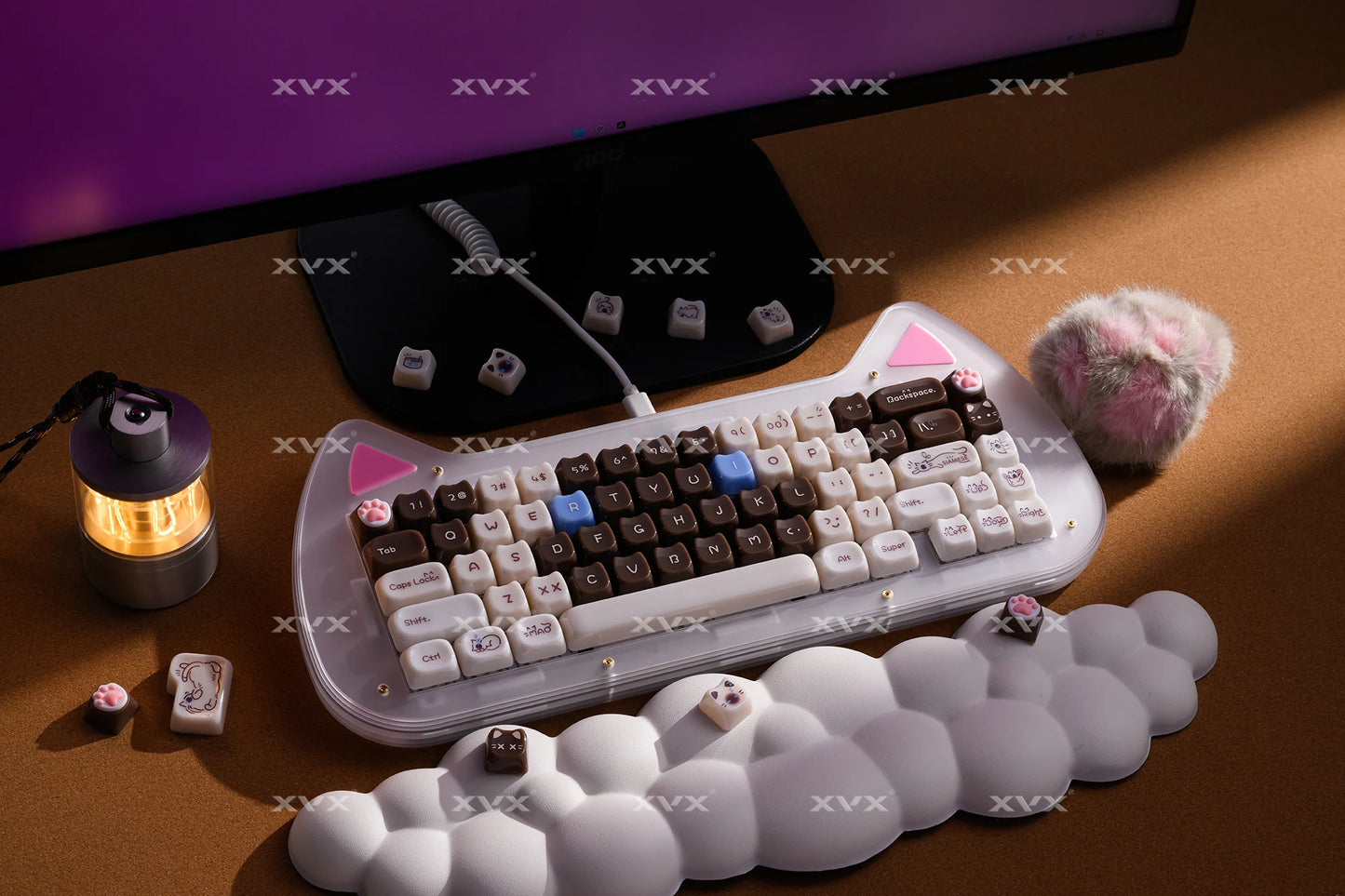 XVX 148 Keys Cat Theme Keycaps MAO Profile Key Cap Korean Glossy Cute Keycap for Keyboard 61 64 68 78 87 96 98 104 108