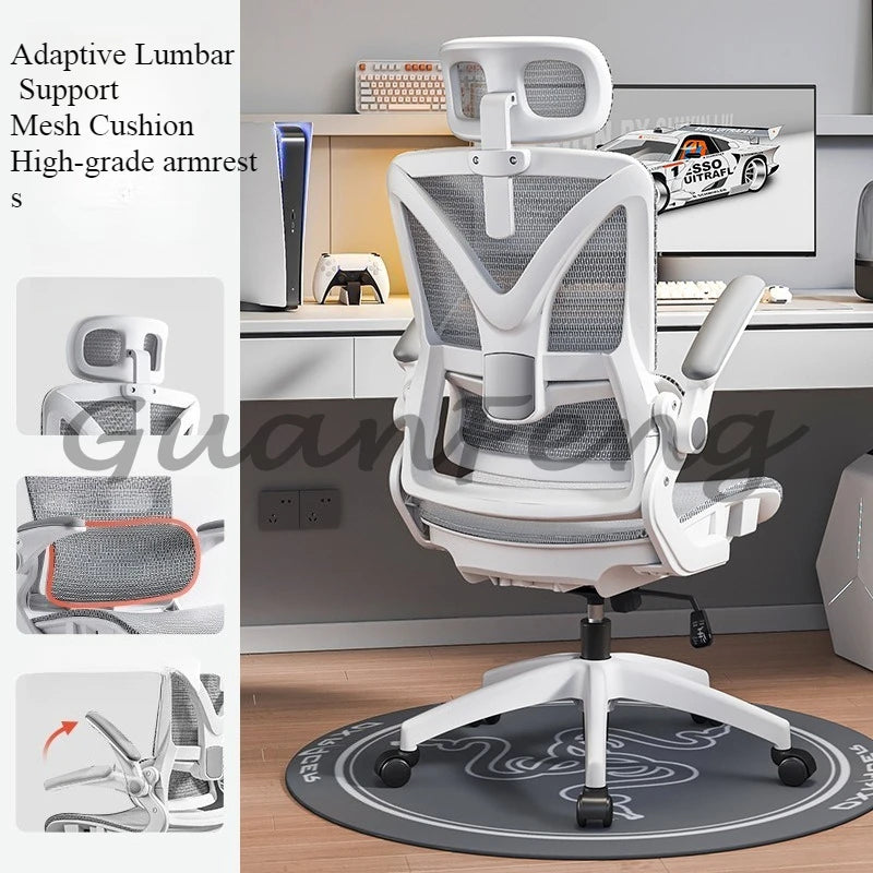 Ergonomic Gaming Chair with 3D Lumbar Support, Breathable Mesh Office Chair, Adjustable Swivel Racing Chair with Armrests for Home & Work