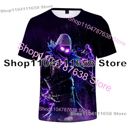 Summer T-shirt Raven Ultima Knight Fortnite T-Shirt, 3D Print Banana Peely Men’s Tee, Battle Royale Game Tops, Birthday Gifts