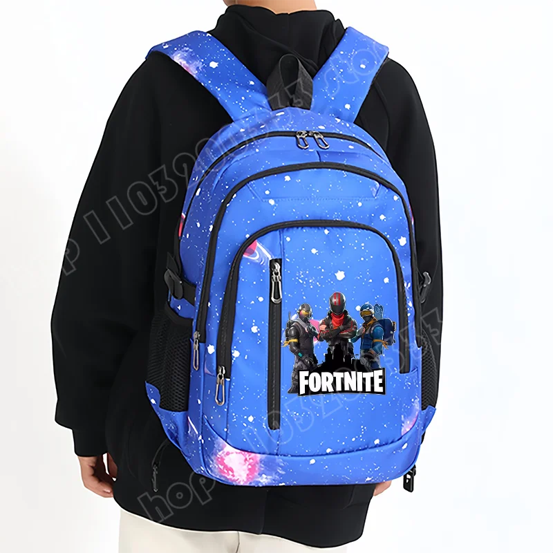Fortnite Starry Sky Backpack Large Capacity Waterproof Laptop Bag Game Character Print Student Pack Boys and Girls Back to School Bag