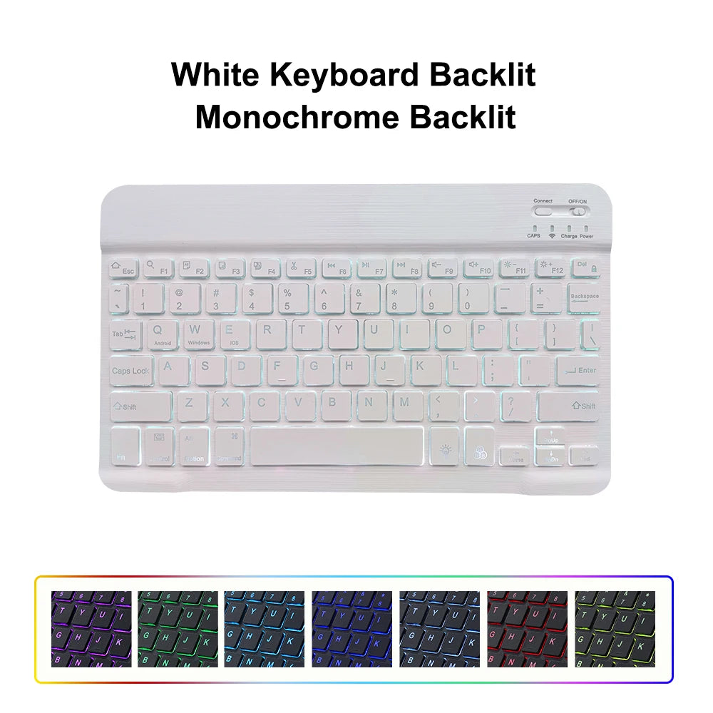 10inch Backlight Bluetooth Keyboard Mouse For IOS Android Windows, Backlit Keyboard For iPad, Wireless Keyboard For Samsung Tablet