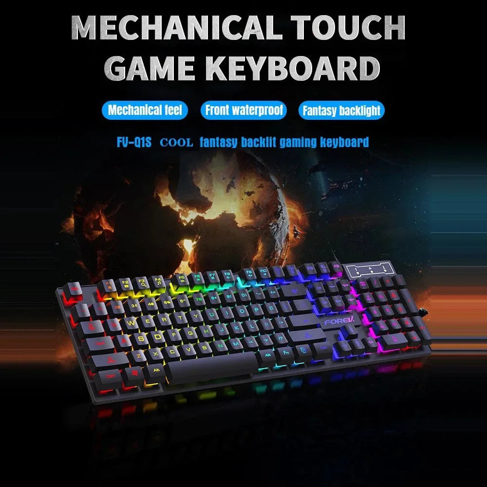 104 Keys USB Wired Keyboard RGB Mechanical Gaming Keyboard Ergonomic Esports Keyboard Computer Accessory for Laptop Macbook