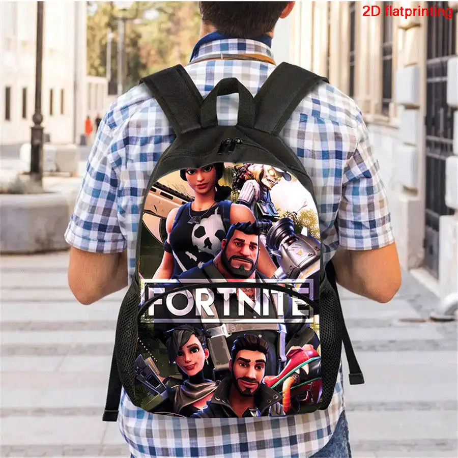 FORTNITE 3-teiliges Schulrucksack-Set, Umhängetasche mit Fronttasche und Federmäppchen, für Jungen und Mädchen von 5–10 Jahren, leicht, mit kostenlosem 3D-bedrucktem Schlüsselanhänger