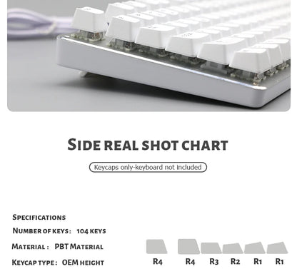 104 Keys Korean French Russian Spanish German Backlit Keycaps For Mx Switch Mechanical Keyboard OEM Profile ABS Key Caps DIY