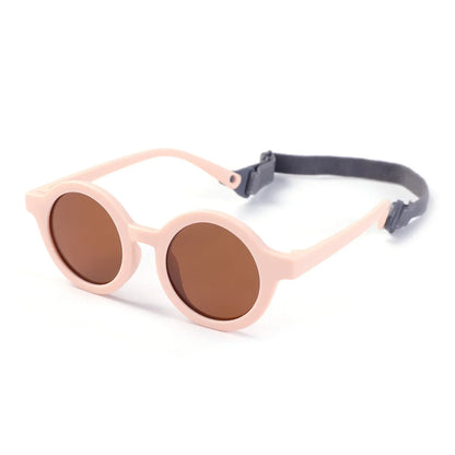 Kids Round TAC Polarized Baby Sunglasses for Toddler Boys Girls TPEE Flexible Soft Frame with Strap for Infant Age 0-3 Shades