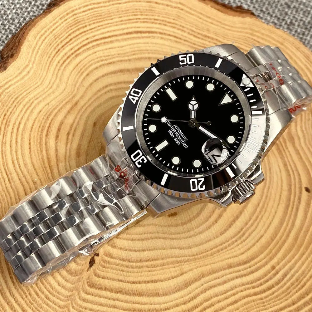 Orologio da uomo automatico 200m impermeabile Miyota8215, orologio subacqueo 40mm con movimento meccanico, luminoso, cinturino Jubilee e fibbia Glide Lock