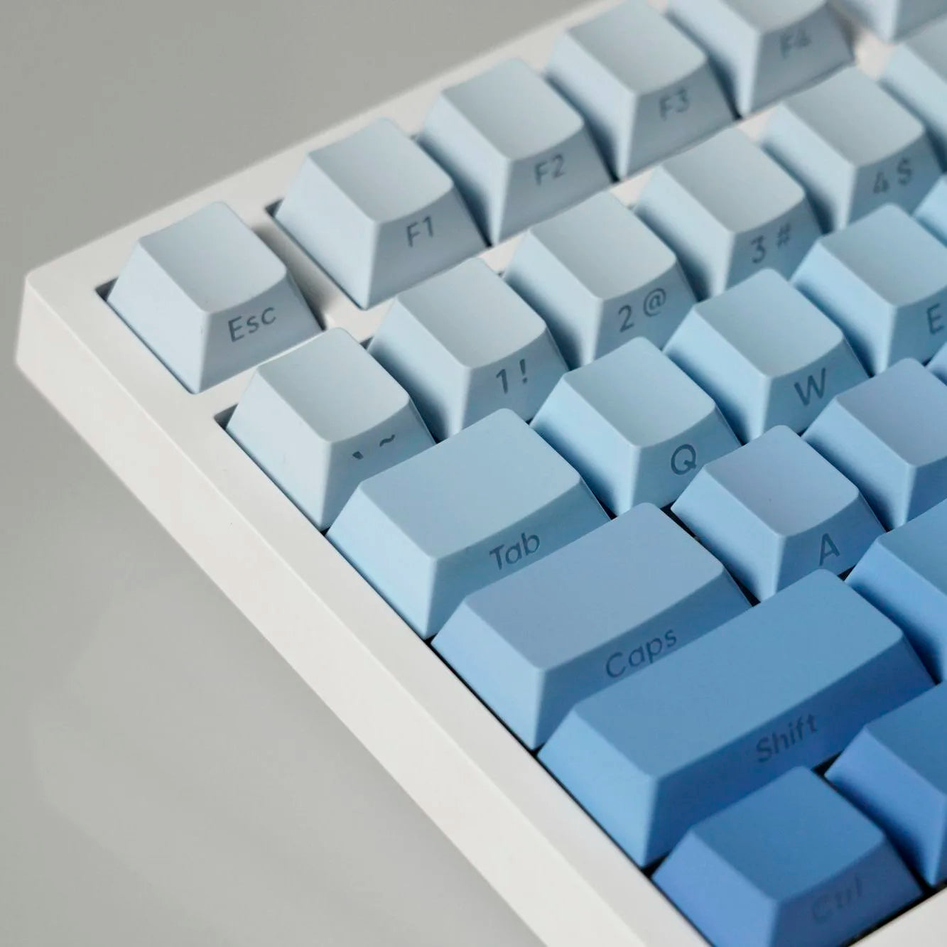 Keycaps com impressão lateral, 134 teclas, perfil Cherry, gradiente branco e azul, PBT, teclas para teclado mecânico gamer AULA f75 Wooting