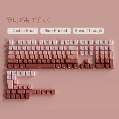 Nuevas teclas para teclado mecánico gaming 60/64/84/98/108 con interruptores MX, 135 teclas OEM PBT con grabado lateral y color degradado rojo y negro