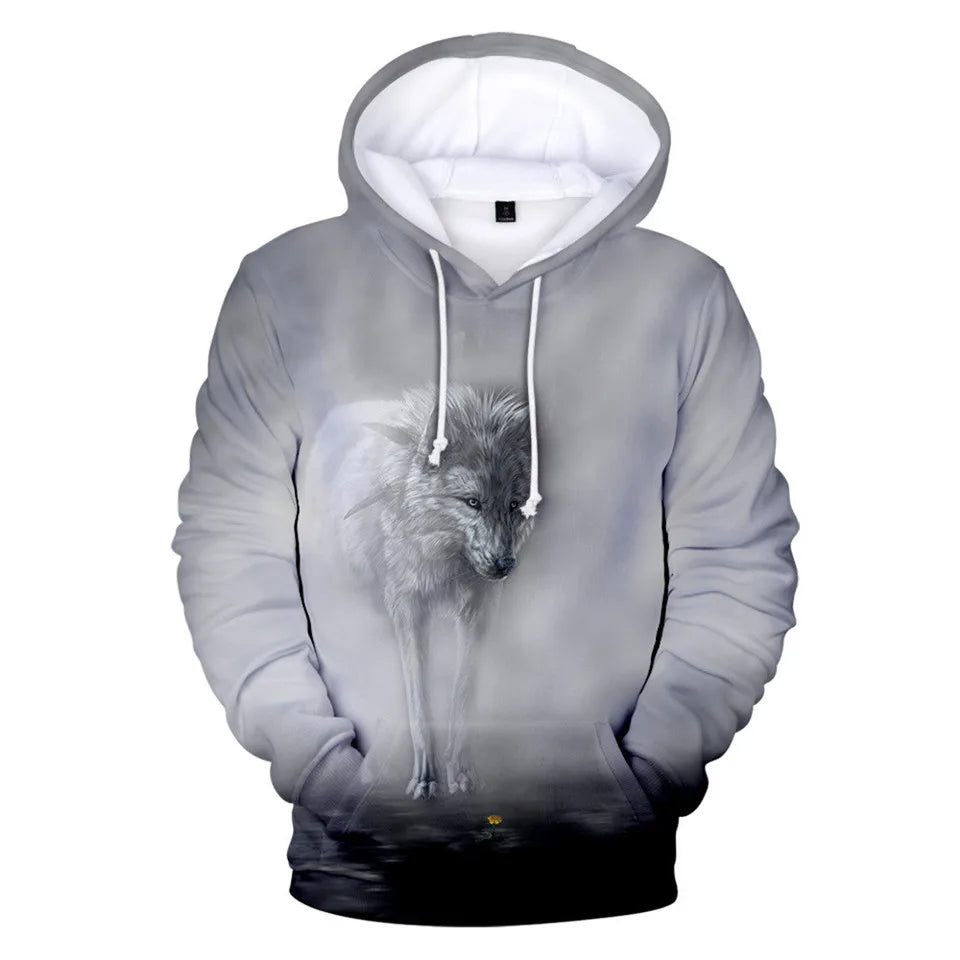 Cool Space Galaxy Wolf Hoodie Hoodies Men Bright Wolf Fashion Handsome Wolf Hoodies Spring Autumn Pullovers Sweatshirts Sweat