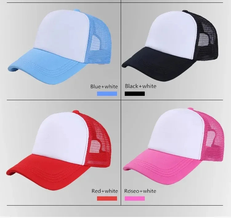 Unisex Cheaper 5 Panel Trucker Hat For Adult Summer Net Baseball Cap Men Women Blank Mesh Adjustable Sun Hat Visor