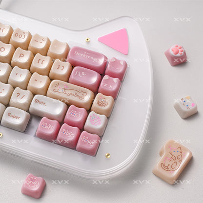 XVX 148 Keys Cat Theme Keycaps MAO Profile Key Cap Korean Glossy Cute Keycap for Keyboard 61 64 68 78 87 96 98 104 108