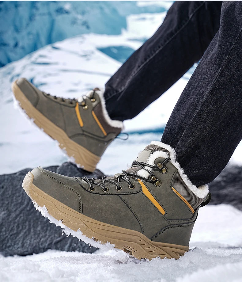 Herrenstiefel Neue Winterschuhe Warme Herrenschuhe Wasserdicht Rutschfest Plüsch-Sneaker Herren-Tennisschuhe Stiefel Herren-Sneaker Winter