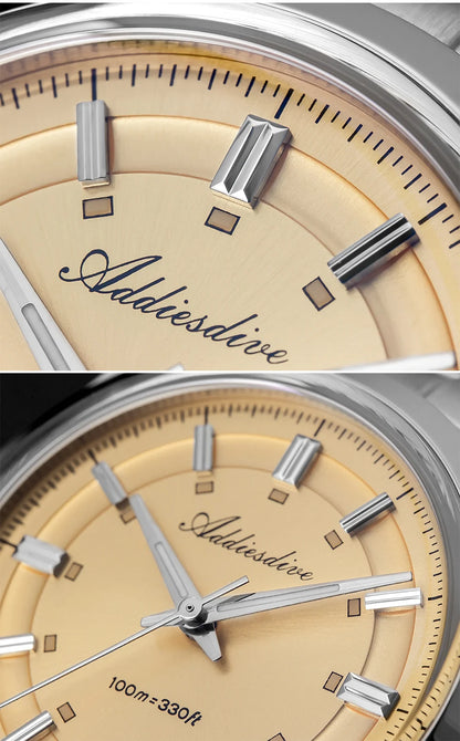 ADDIESDIVE – luksuzni analogni muški sat, kvarcni mehanizam VH31, zakrivljeno staklo, vodootporan do 10 bara, luminescentni premaz BGW9, čelično kućište – prilagodljivi model AD2515