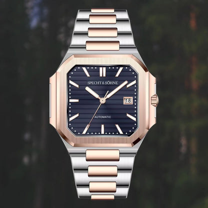 2025 Specht & Söhne Men's Classic Cubic Automatic Mechanical Watch 50M Waterproof Luminous Sapphire Crystal Reloj Hombre 41MM