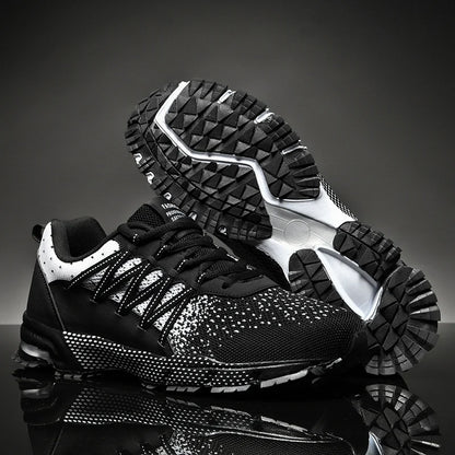 Športová obuv s hrubou podrážkou, mládežnícka sieťovaná priedušná bežecká obuv, trendová jarno-letná kórejská obuv vo veľkých veľkostiach, čierno-biela obuv na chôdzu