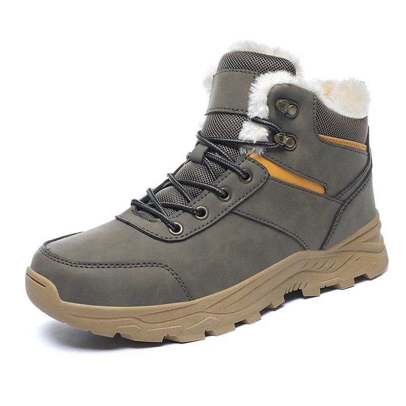 Bottes de neige pour hommes, nouvelle collection hiver 2026, bottes montantes à semelle épaisse, antidérapantes, pour activités de plein air, chaussures de randonnée confortables, chaudes, en peluche, bottines à la chev