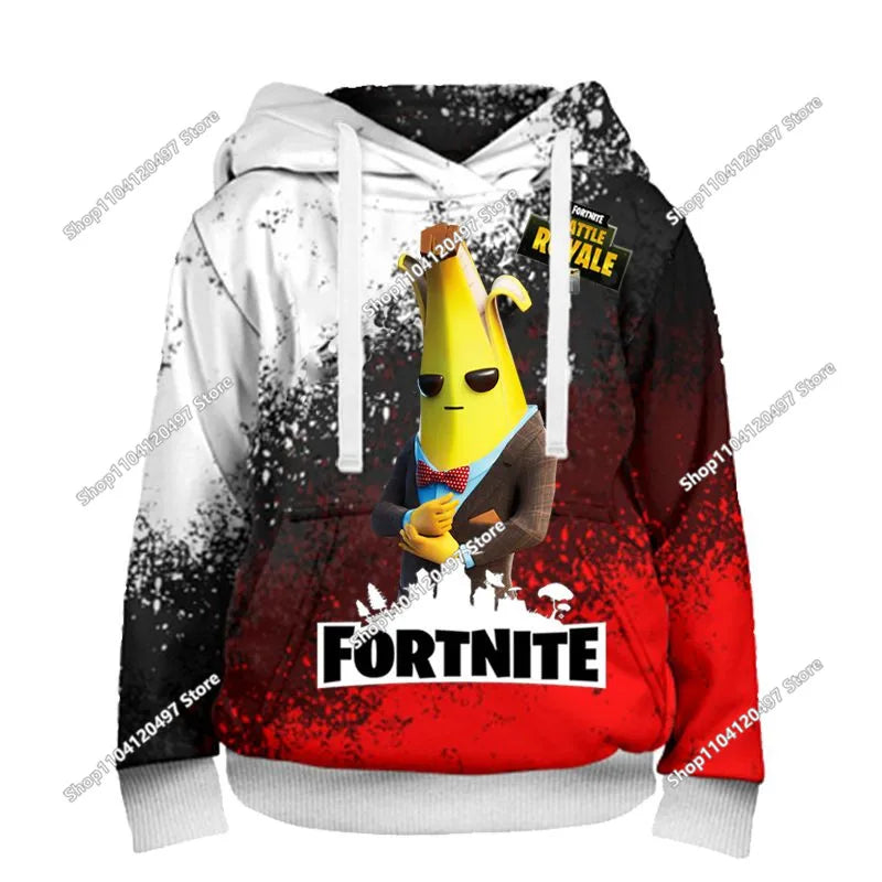 Children's Fortnite Hoodies Cartoon Casual Hooded Coat Autumn Men Soft Pocket Sweatshirts Male Loose Tops Long Sleeve Clothes