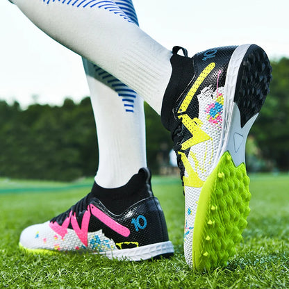 Chaussures de football TF pour adultes, semelle en caoutchouc résistante à l'usure pour terrain synthétique, chaussures de football légères en PU pour hommes, pour matchs sur gazon extérieur