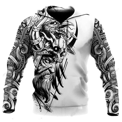 2023 New Autumn Men's Hoodie Wolf Print 3D Sweatshirts Urban Trendy All-Match Oversized Tops Poleron Hooded Clothes Men's Clothing