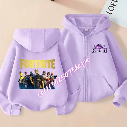 Fortnites Kids Zipper Hooded Coats Anime Fortress Night Sweatshirts Game Spring Autumn Hoodies Sportwear Children Clothes Gift