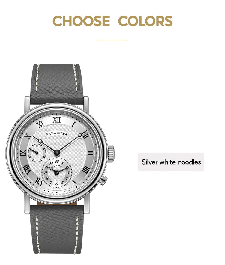 FARASUTE Retro Luxury Alarm Clock Quartz Watch Men Waterproof Night Light Wristwatch Casual Sapphire Stainless Steel Male Reloj