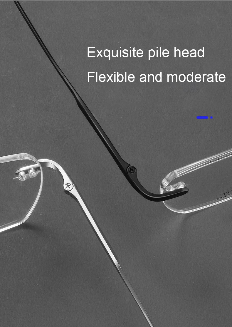 Men Pure Titanium Eyeglasses Frame Women Ultralight Rimless Glasses Blue Light Blocking Lens Prescription Myopia Reading Eyewear