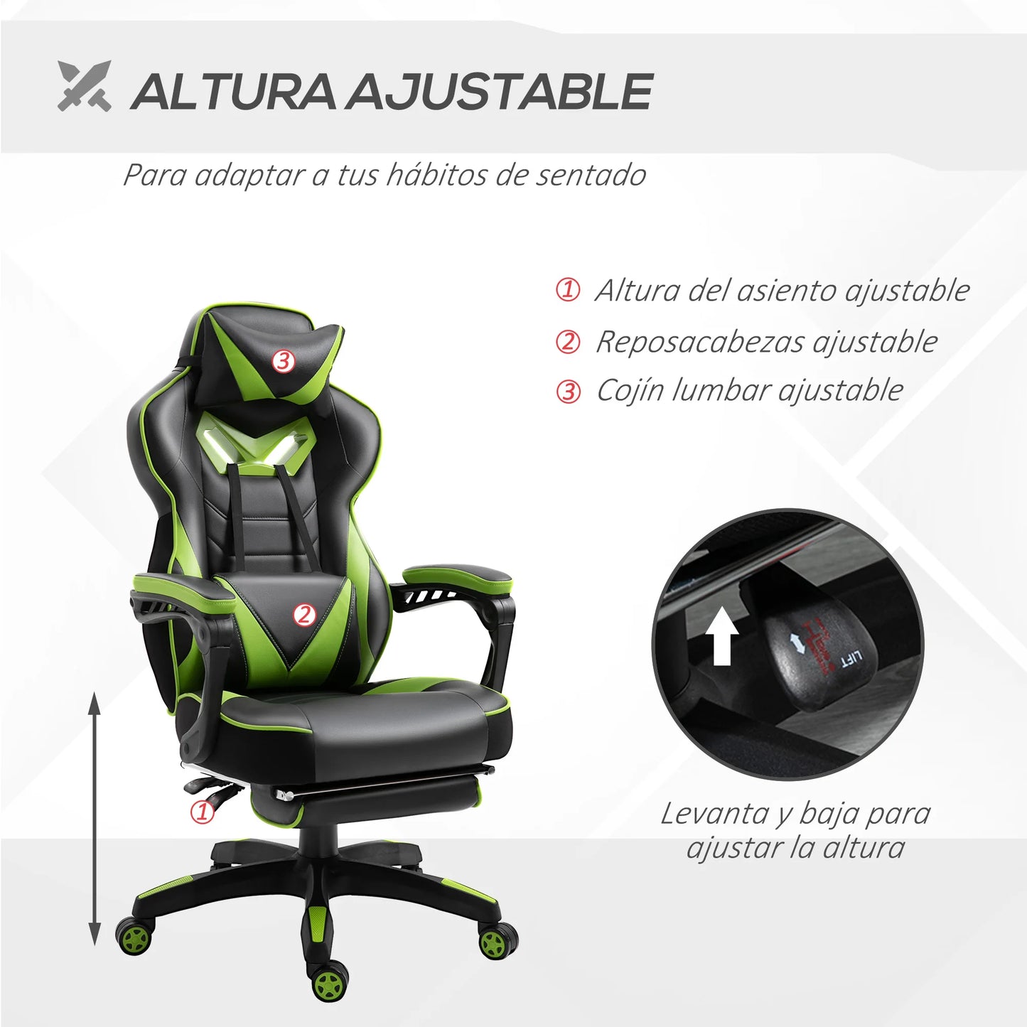 Vinsetto Ergonomic Racing Chair Reclining Backrest 65X70X118.5-126.5Cm