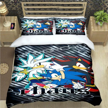 Fashion Cartoon Role Characters Print Bedding Set Sonic Duvet Cover Comforter Bed Youth Kids Girl Boys Luxury Birthday Gift