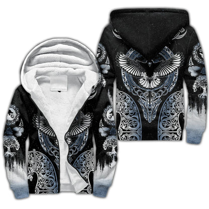 Odin Raven Fenrir Wolf Tattoo 3D Printed Mens Winter Thicker Zip Hoodie Unisex Casual Hooded Tracksuit Warm Fleece Jacket KD18