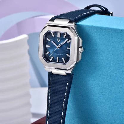 Nuovo orologio di lusso quadrato PAGANI DESIGN 2026 da uomo al quarzo, vetro zaffiro AR, movimento giapponese, luminoso, in acciaio 316L all steel