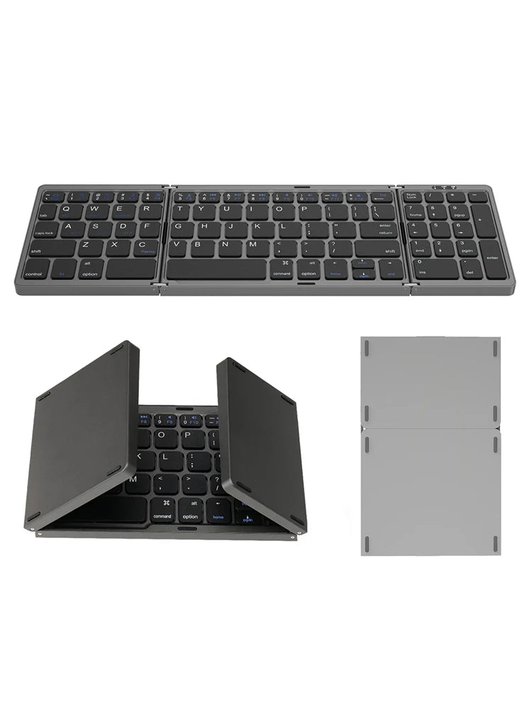 Teclado Bluetooth sem fios dobrável e recarregável para iPad, telemóvel, tablet, notebook e escritório — mini teclado sem fios