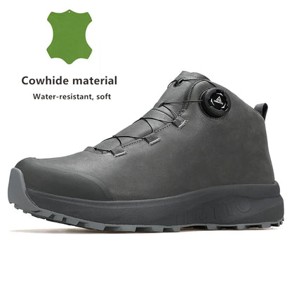 Pantofi din piele HUMTTO pentru bărbați, pentru iarnă, camping și activități în aer liber, pantofi sport pentru bărbați, bocanci de trekking respirabili, adidași antiderapanti pentru drumeții