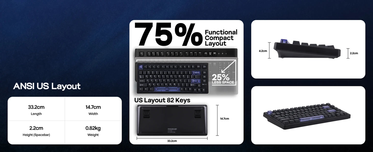 EPOMAKER HE80 75% US-QWERTY-Layout Hot-Swap Creamy Gasket kabelgebundene magnetische mechanische Tastatur mit Hall-Effekt, DKS SOCD für PC/Mac
