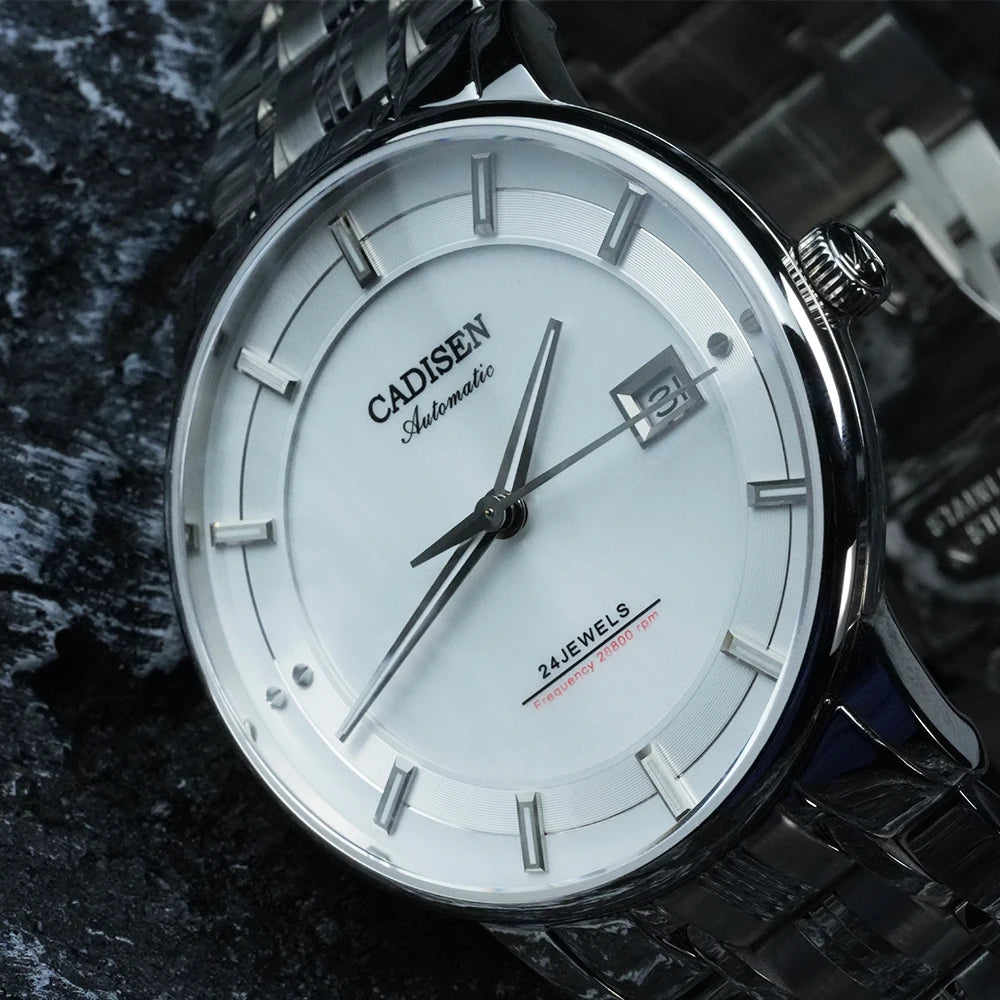 CADISEN Ultra-thin Mechanical Wristwatch Japan MIYOTA 9015 Top Brand Luxury Single-dome Sapphire Crystal Automatic Watch Man