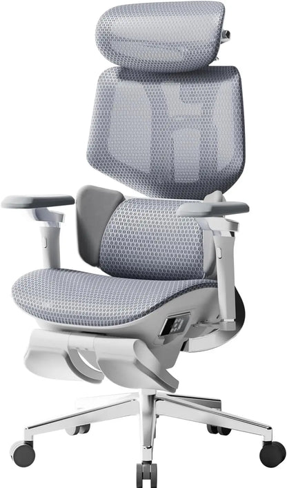 Smart Ergonomic Office Chair Fully Automated Lumbar Tracking 4D Headrest 720° Adjustable Armrests Mesh Swivel Chair Stylish